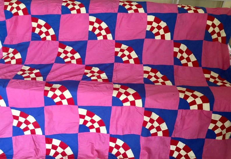 Pink Quilt *Free Shipping * Unique Quilt Vintage Quilt Top