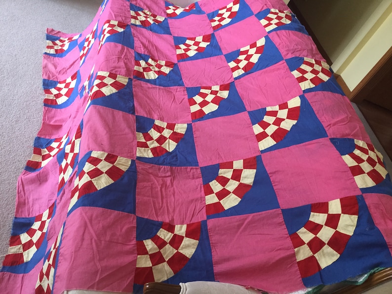 Pink Quilt *Free Shipping * Unique Quilt Vintage Quilt Top