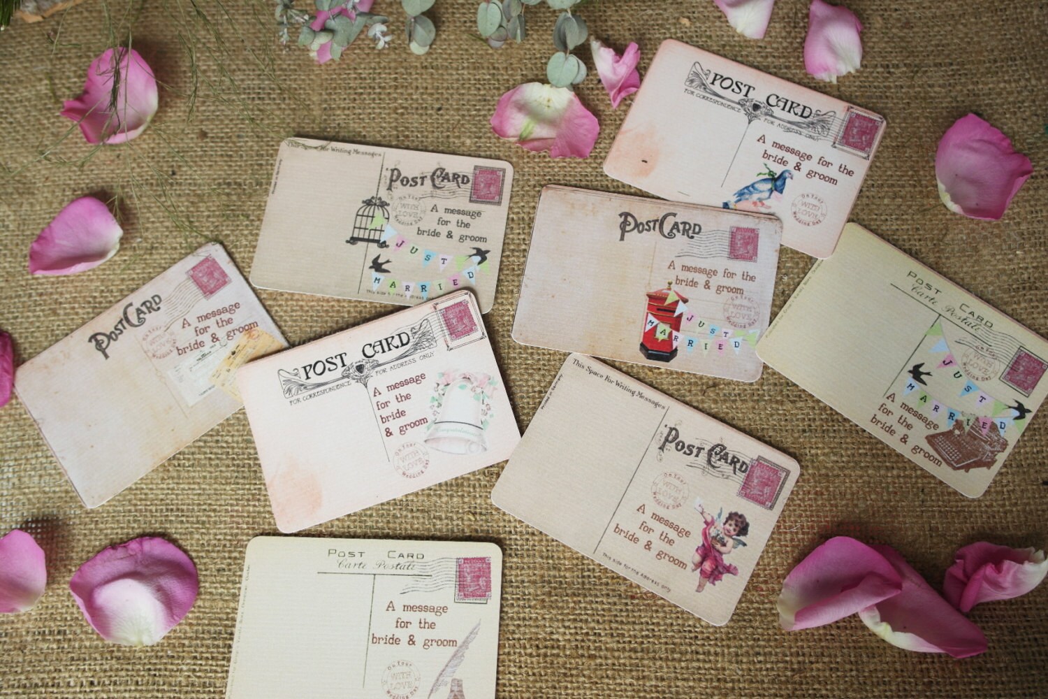 40 X Vintage Postcard Style Wedding Guest Book or Wish Tree Etsy