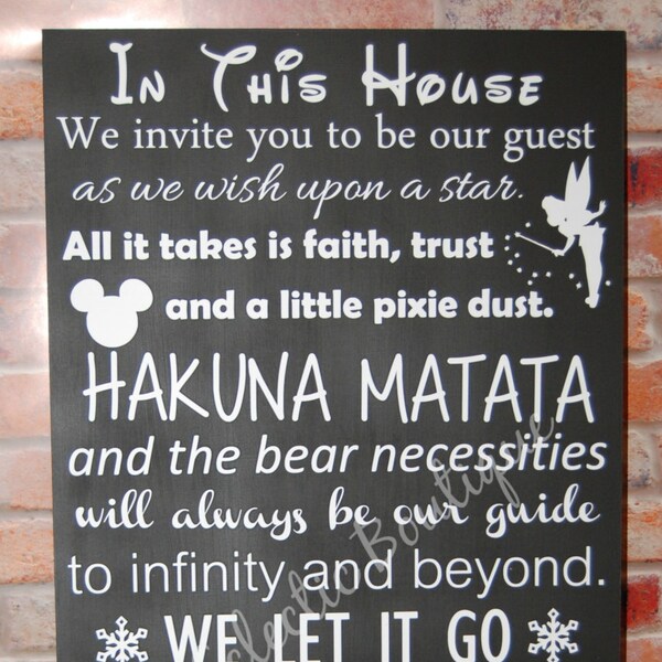 In this house we do Disney wooden sign