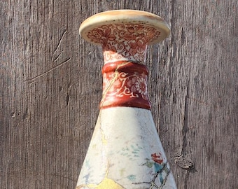 Antique Asian Ceramic Candestick with Kintsugi Repair