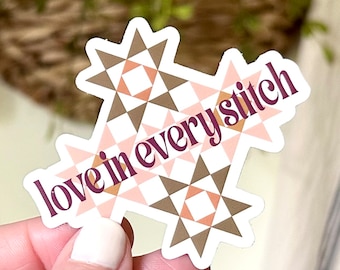 Love in Every Stitch Quilt Block Sticker | Waterproof Vinyl