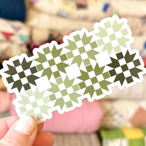 Quilt Block Sticker | Green Ombré | Die Cut | Vinyl | Waterproof | Vintage Charm
