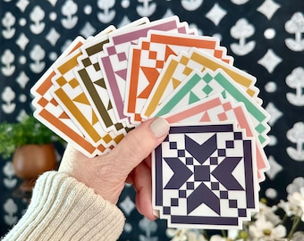Quilt Block Sticker | 9 Color Choices | Waterproof Vinyl
