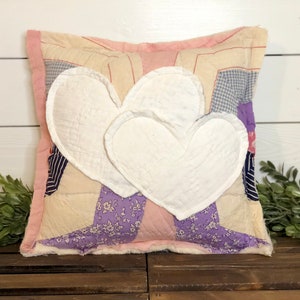 Heart QUILT PILLOW | Vintage | Farmhouse Decor | Cottage