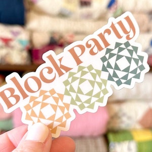 Block Party Sticker | Quilt Block Sticker | Die Cut | Vinyl | Waterproof | Vintage Charm