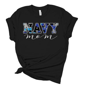 Custom Womens Glitter Camo Navy Shirt, United States Navy, Navy Mom