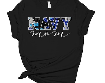Benutzerdefinierte Womens Glitter Camo Navy Shirt, USA Navy, Navy Mom