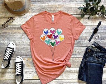 Custom Disney Rainbow Mickey Balloon Shirt, Custom Disney Shirt For Women, Disney Glitter Shirt, Rainbow Disney Shirt