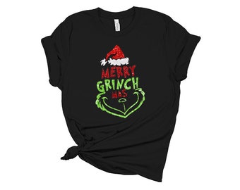 Glitzer Grinch Shirt, Frauen Shirt