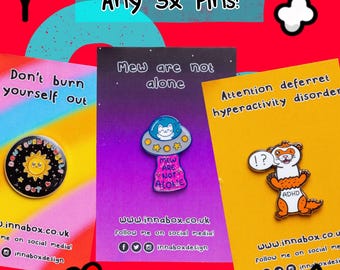 3 x Enamel Pins Set - Pin Badges - Spoonie Gift - Neurodiversity - Cute Pins - Chronic Illness - Disability Gift - Punny Gift