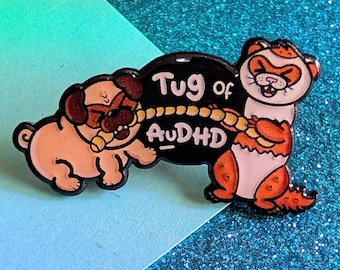 Tug of AuDHD Enamel Pin - ADHD Gift - Spoonie Gift - Neurodiversity - Autism Gift - Hidden Disability