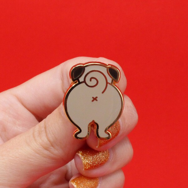 Pug bum enamel pin - hard enamel pin - funny pin badge - dog pin - cute gift for friend - bums - dog gifts - pug - pun gifts - cute pin