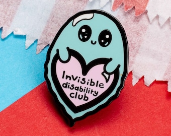 Pin de esmalte fantasma del Club de Discapacidad Invisible - Insignia de Enfermedad Invisible - Regalo de Spoonie - Regalo de Enfermedad Crónica - Discapacidad Oculta - Escalofriante y Adorable