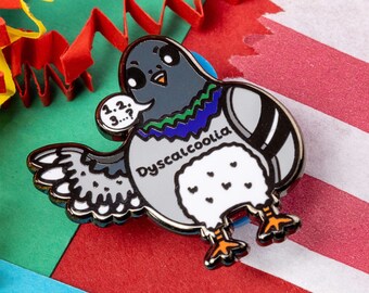 Dyscalcoolia Pigeon Enamel Pin - Dyscalculia - Invisible Illness Gift - Spoonie Gift - Awareness - Neurodivergent - Invisible Disability