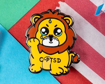 Complex Post Troarmatic Stress Disorder Lion Enamel Pin - C-PTSD - Complex Post Traumatic Stress Disorder - Awareness - PTSD - Trauma