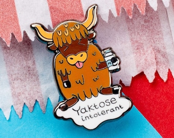 Yaktose Intolerant Yak Enamel Pin - Lactose Intolerant - Chronic Illness - Spoonie - Food Allergy - Invisible Illness - IBS - Dairy Allergy