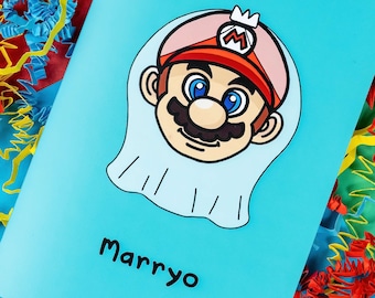 Marryo - Mario Engagement Wedding Card - New Couple - Wedding Card - Pun Card - Congratulations - Gamer Card - Retro Gaming