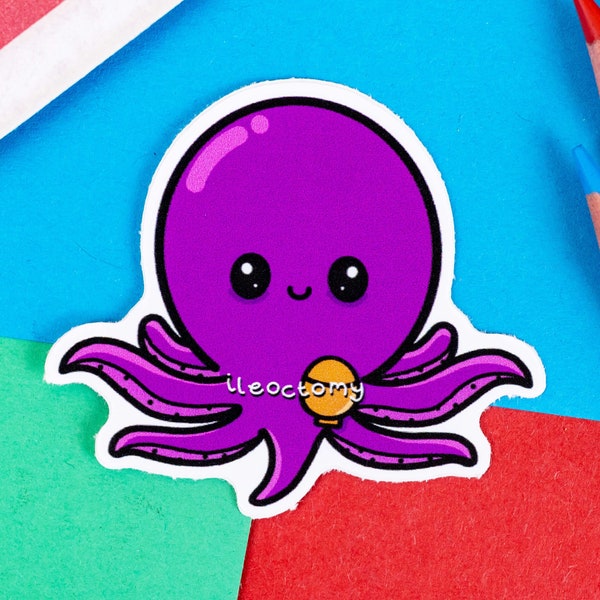 Ileoktomie Oktopus Aufkleber - Ileostoma - Vinyl Aufkleber - Geschenk für Chronische Krankheiten - Spoonie Geschenk - Stoma Bag - Geschenk für Sie - Gehhilfe