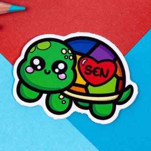 Pegatina de tortuga con necesidades educativas especiales - SEN - Necesidades educativas especiales - Pegatina de vinilo - Profesor de SEN - Spoonie - Arcoíris - Enseñanza