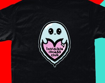 Invisible Illness Club Black Tee - Spoonie T-Shirt - Chronic Illness Gift - Spoonie Gift - Mental Health Gift - Hidden Disability