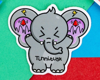 Tinnitusk Elephant Sticker - Tinnitus - Vinyl Sticker - Chronic Illness Gift - Spoonie Gift - Invisible Illness - Elephant - Disability