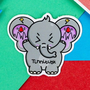 Tinnitusk Elefant Aufkleber - Tinnitus - Vinyl Aufkleber - Geschenk für Chronische Krankheiten - Spoonie Geschenk - Unsichtbare Krankheit - Elefant - Behinderung