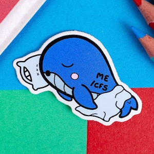 Pegatina de ballena Mywhalegic - Encefalomielitis miálgica (EM/SFC) - Pegatina de vinilo - Regalo para enfermedades crónicas - Regalo para Spoonie - Concientización sobre la salud mental