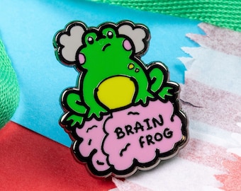 Pin de esmalte de rana cerebral - Niebla mental - Regalo de cuchara - Enfermedad invisible - Insignia de pin de enfermedad crónica - Regalo de enfermedad crónica - Regalo de rana