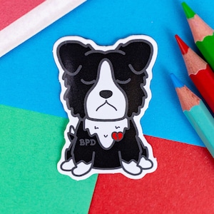 Border Collie Hund Aufkleber - BPD - Vinyl Aufkleber - Psychische Gesundheit - Spoonie - Schwarzer Hund - Bewusstsein