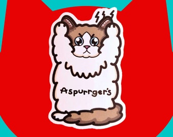 Aspurrger's Cat Sticker - Asperger's Syndrome - Vinyl Sticker - Autism Sticker - Chronic Illness Gift - Spoonie Sticker - Neurodiverse