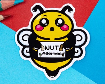 Allerbee Bee Sticker - Nut Allergy - Vinyl Sticker - Chronic Illness Gift - Spoonie Gift - Invisible Illness - Food Allergy - Allergies