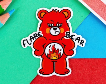 Flare Bear Sticker - Vinyl Sticker - Chronic Illness Gift - Spoonie Gift - Flare Up - Invisible Illness - Cute Sticker