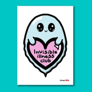Invisible Illness Club Postkarte - Spoonie - Chronische Krankheit - Bewusstsein für psychische Gesundheit - Süßer Geist - Postkartendruck - Versteckte Behinderung