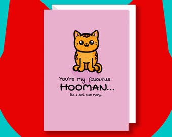 You're My Favourite Hooman Cat Card - Funny Cat Valentine's Day Card - Love Card - Love Card For Her - Card For Him - Best Friend Card