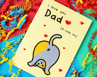 I Love You Dad Cat Card - Father's Day Card - Funny Cat Card - Cat Dad Card - I Love You a Whole Lot Dad - Cheeky Card - Sassy - Rude Card