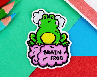 Brain Frog Sticker - Brain Fog - Spoonie Gift - Chronic Illness Gift - Disability Sticker - Mental Health Gift - Vinyl Sticker - Frog Gift