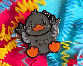 Deaffy Duck Enamel Pin - Deaf BSL - Hearing Impaired - Spoonie Gift - Chronic Illness Gift - Disability Gift - Deaf - Awareness