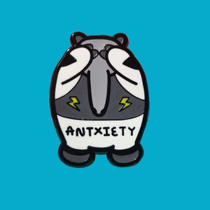 Antxiety Anteater Enamel Pin - Anxiety - Mental Health Gift - Spoonie Gift - Chronic Illness Gift - Depression - Mental Health Pin Badge