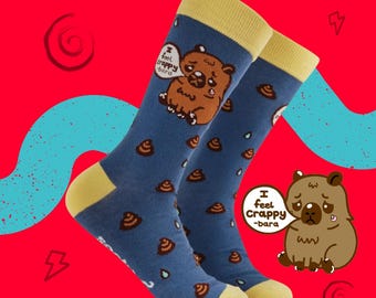 Feeling Crappy-Bara Socks - Capybara Socks - Mental Health Gift - Spoonie Gift - Chronic Illness Gift - Invisible Disability
