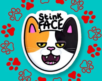 Stink Face Cat Sticker - Cat Lovers - Cat Gift - Cat Sticker - Vinyl Sticker - Toe Beans - Cat Gift - Cute Sticker - Fun and Cute