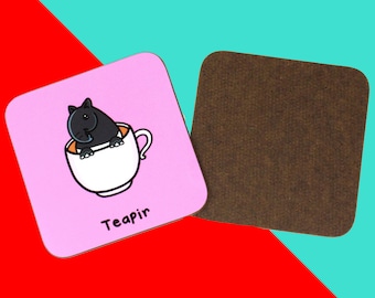 Teapir Tapir Coaster - Tapir Gift - Tea Coaster - Drinks Coaster - Placemat - Home and Living - Gift for Her - Gift for Him