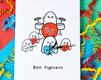 Boo Fighters Birthday Card - Funny Birthday Card for Him - Birthday Card for Her - Foo Fighters Card - Funny Halloween Card - Pun Gifts