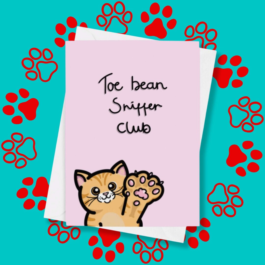 Toe Bean Sniffer Club Card - Toe Beans - Cat Parent - Cute Card - Cat ...