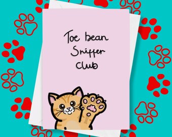 Toe Bean Sniffer Club Card - Toe Beans - Cat Parent - Cute Card - Cat Card - Cute Card - New Kitten Card - Cat Print - Cat Lover Gift