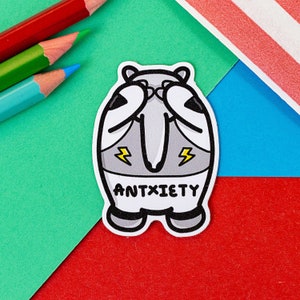 Antxiety Anteater Sticker - Anxiety - Vinyl Sticker - Chronic Illness Gift - Spoonie Gift - Mental Health Gift - Depression - Pun Gift