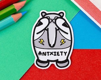 Antxiety Anteater Sticker - Anxiety - Vinyl Sticker - Chronic Illness Gift - Spoonie Gift - Mental Health Gift - Depression - Pun Gift