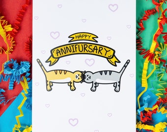 Happy Annifursary - Happy Anniversary Cat Card - Anniversary Card for Him - Anniversary Card for Her - Funny Anniversary Card - Cat Card