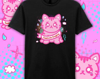 Feeline Fragile Cat T-Shirt - Mental Health - Recovery - Chronic Pain - Invisible Disability