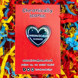 Chronically Iconic Rainbow Enamel Pin - Chronic Illness Gift - Mental Health Gift - Spoonie Gift - Heart Pin - Sunflower Lanyard